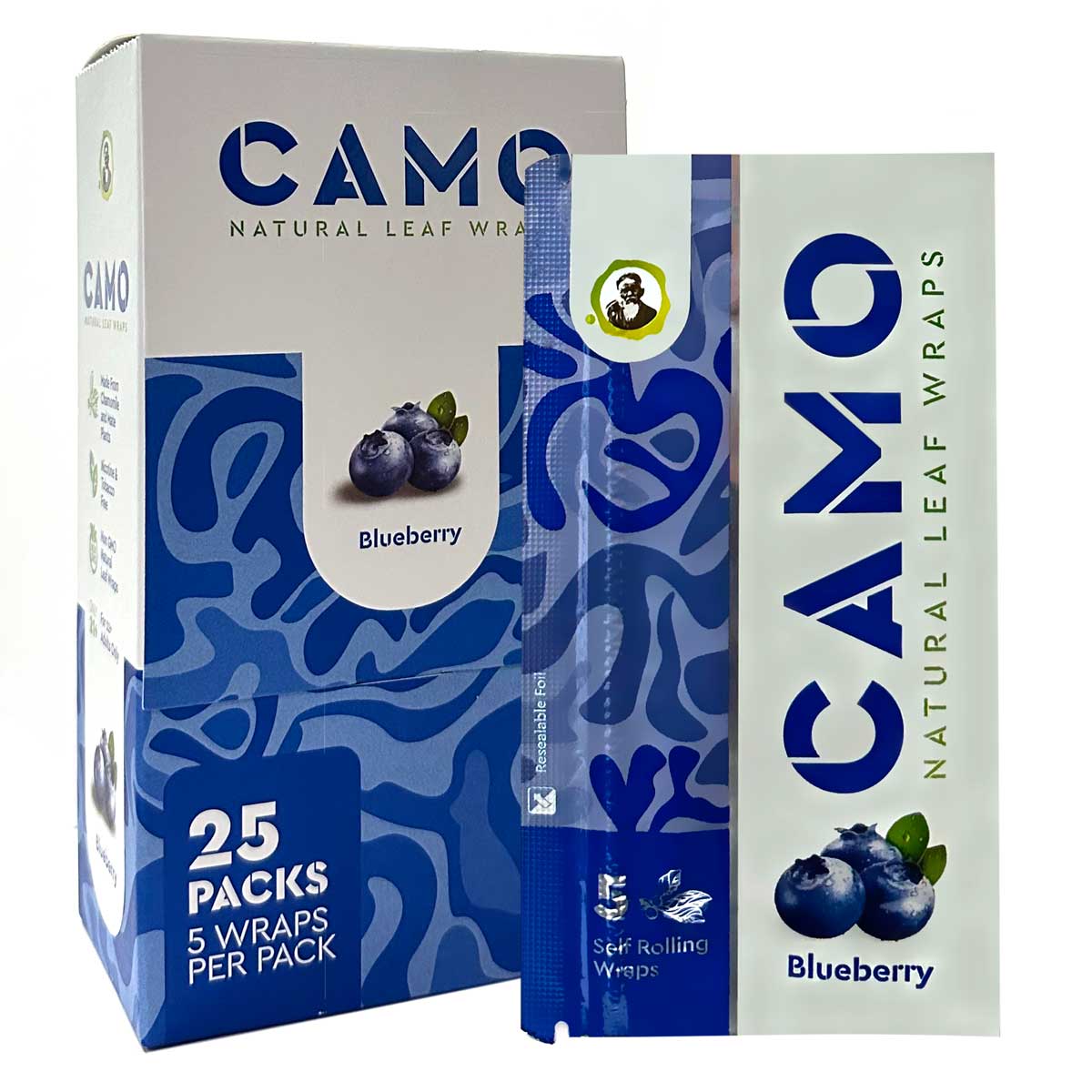 5 Camo Natural Leaf Wraps Blueberry Flavored