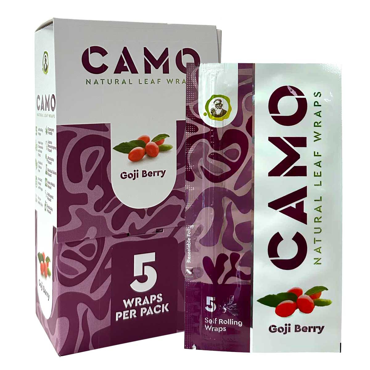 5 Camo Natural Leaf Wraps Goji Berry Flavored