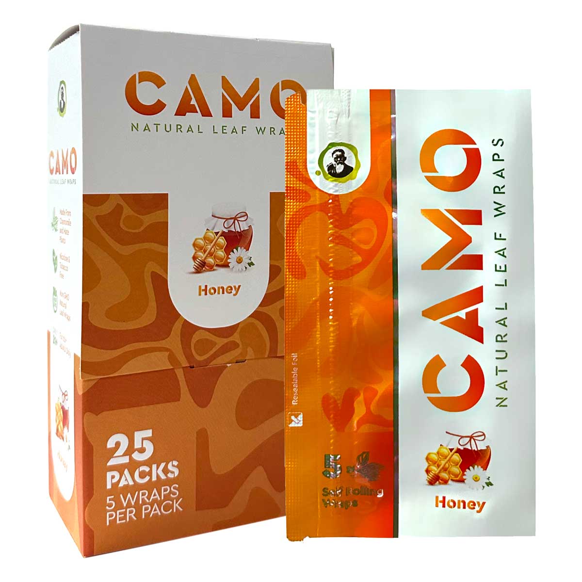 5 Camo Natural Leaf Wraps Honey Flavored